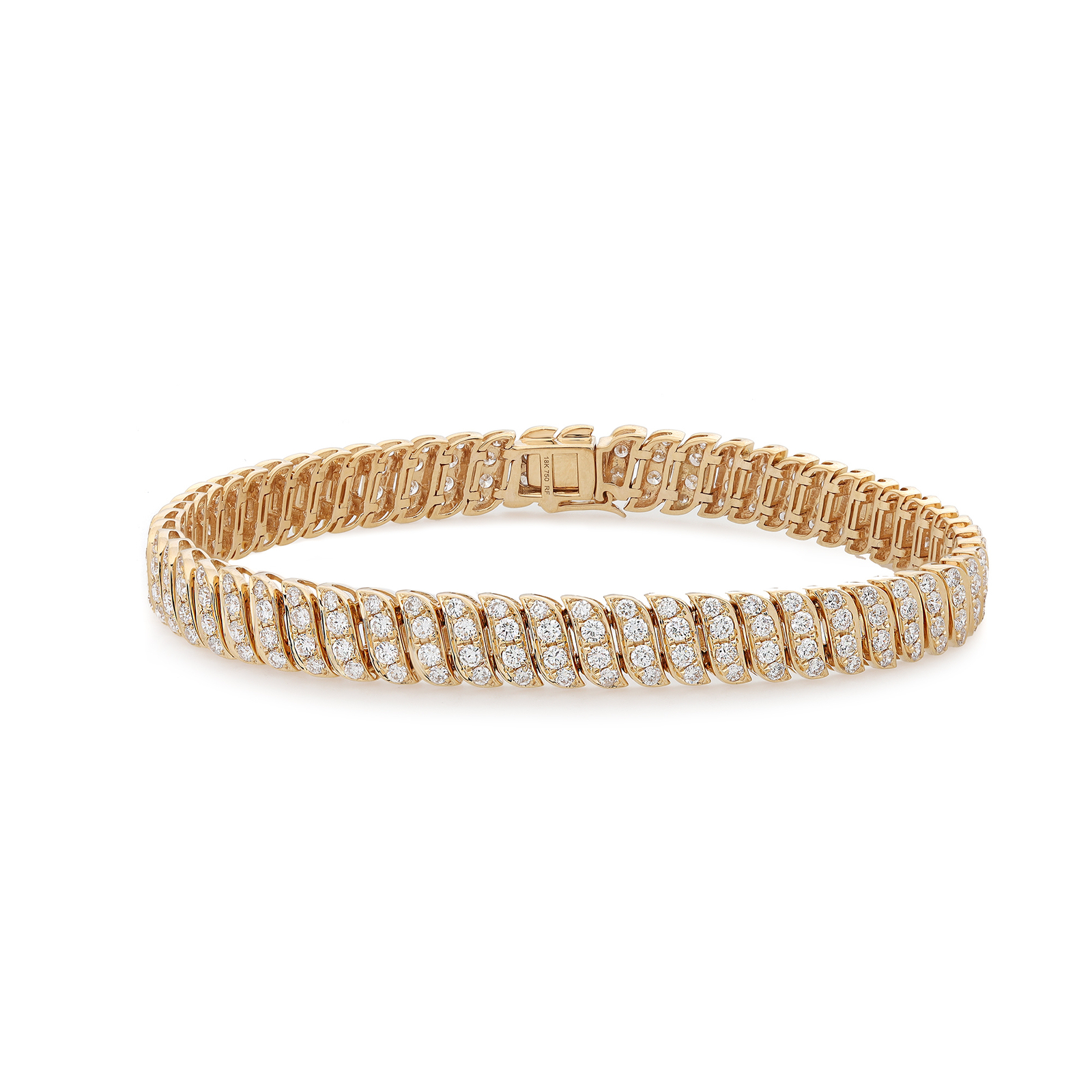 Rachel Koen Round Cut Diamond Bracelet 18K Yellow Gold 3.80Cttw 7 Inches