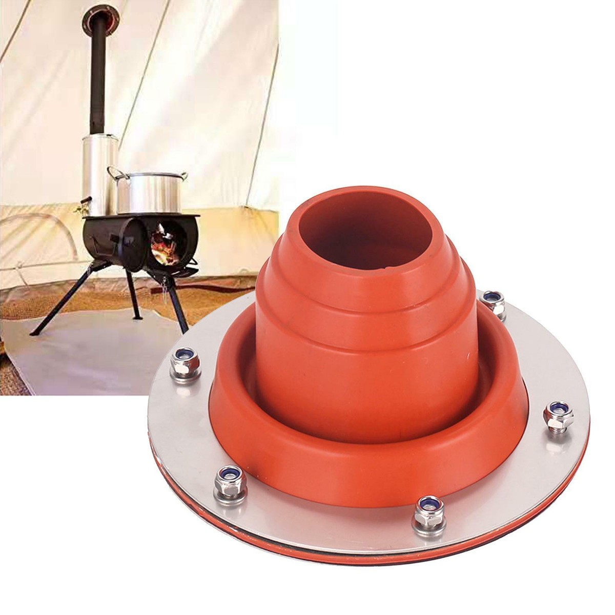 Tent Stove Jack Silicone Tent Accessory Pipe Vent Fireproof Protection Ring  | eBay