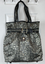 Diane Von Furstenberg DVF Studio Womens Bucket Laptop Tote Gray DVF Logo Print