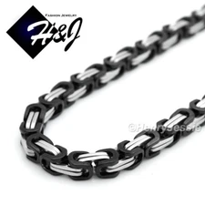 18"-40"Stainless Steel 4/6/9mm Silver/Gold/Black Plated Byzantine Box Necklace