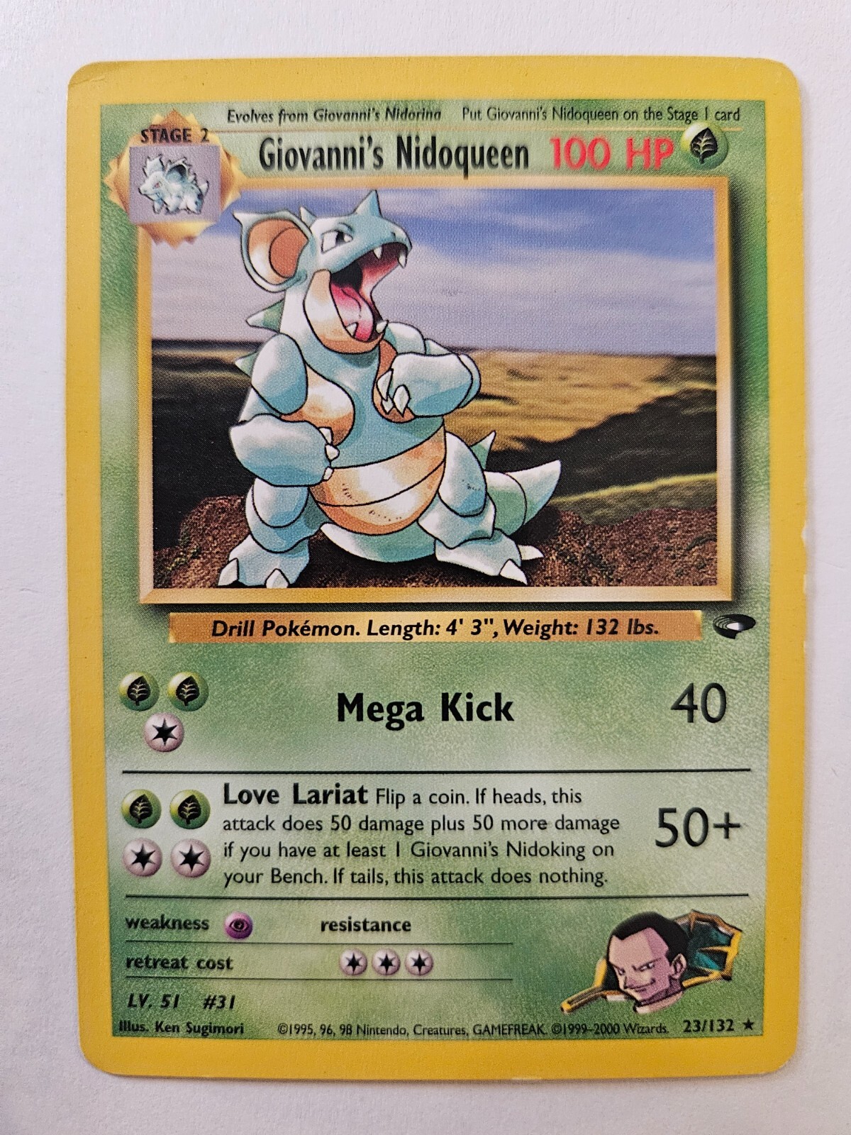 Giovanni's Nidoqueen 23/132 Gym Challenge, RARE 2000 Pokemon WOTC, VG-EX