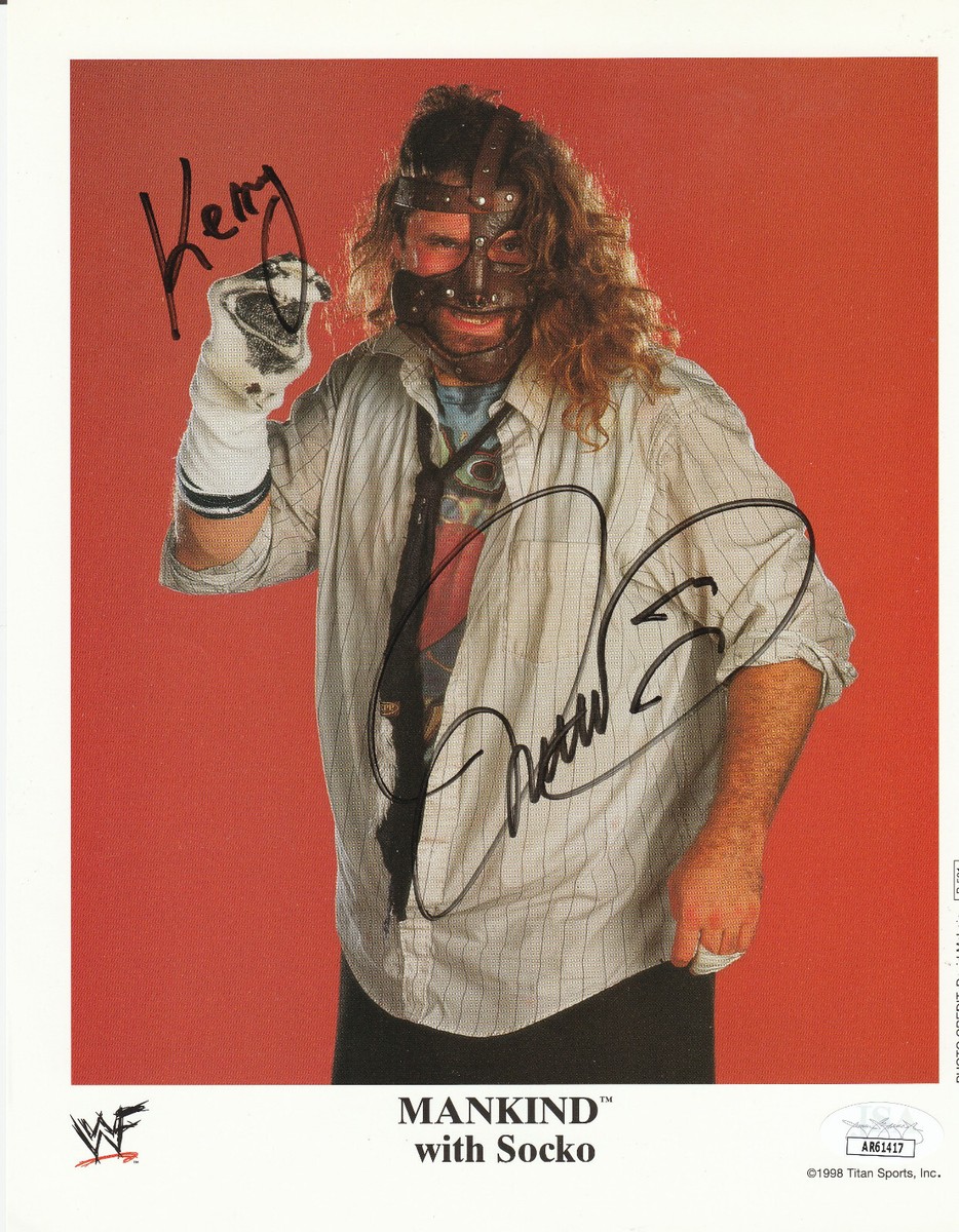 Autographed Mankind Mick Foley photo JSA certfied