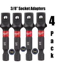 Milwaukee SHOCKWAVE Impact Duty 3/8" Socket Adapter 1/4" Shank Bulk 4 Pack
