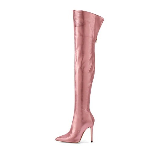 Sexy Zipper Over Knee Boots Women's Pointed High Heels Long Boots Big Size 34-43 - Bild 9 von 29