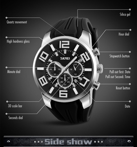 SKMEI Herren Quarz Analog Sport Uhr Wasserdicht Männlich Lässig Stoppuhr Datum 9128 - Bild 7 von 17