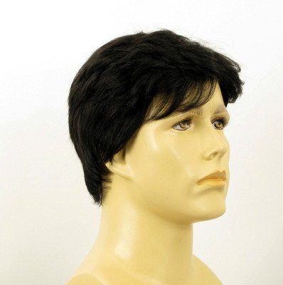 Perruque Homme 100% Cheveux Naturels Noirs - Modèle 'Alain' Court - Collage
