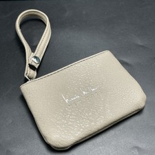 Nicole Miller Nueva York Monedero Cambio Bolsa Beige Cremallera Muñequera Imitación Cuero
