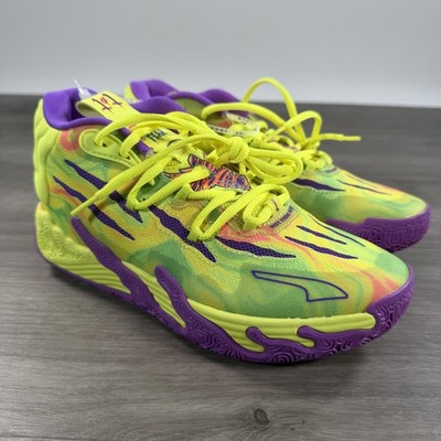 Puma LaMelo Ball Basketball Shoes Youth Size 5.5 Yellow Purple Tie Dye 379931-01