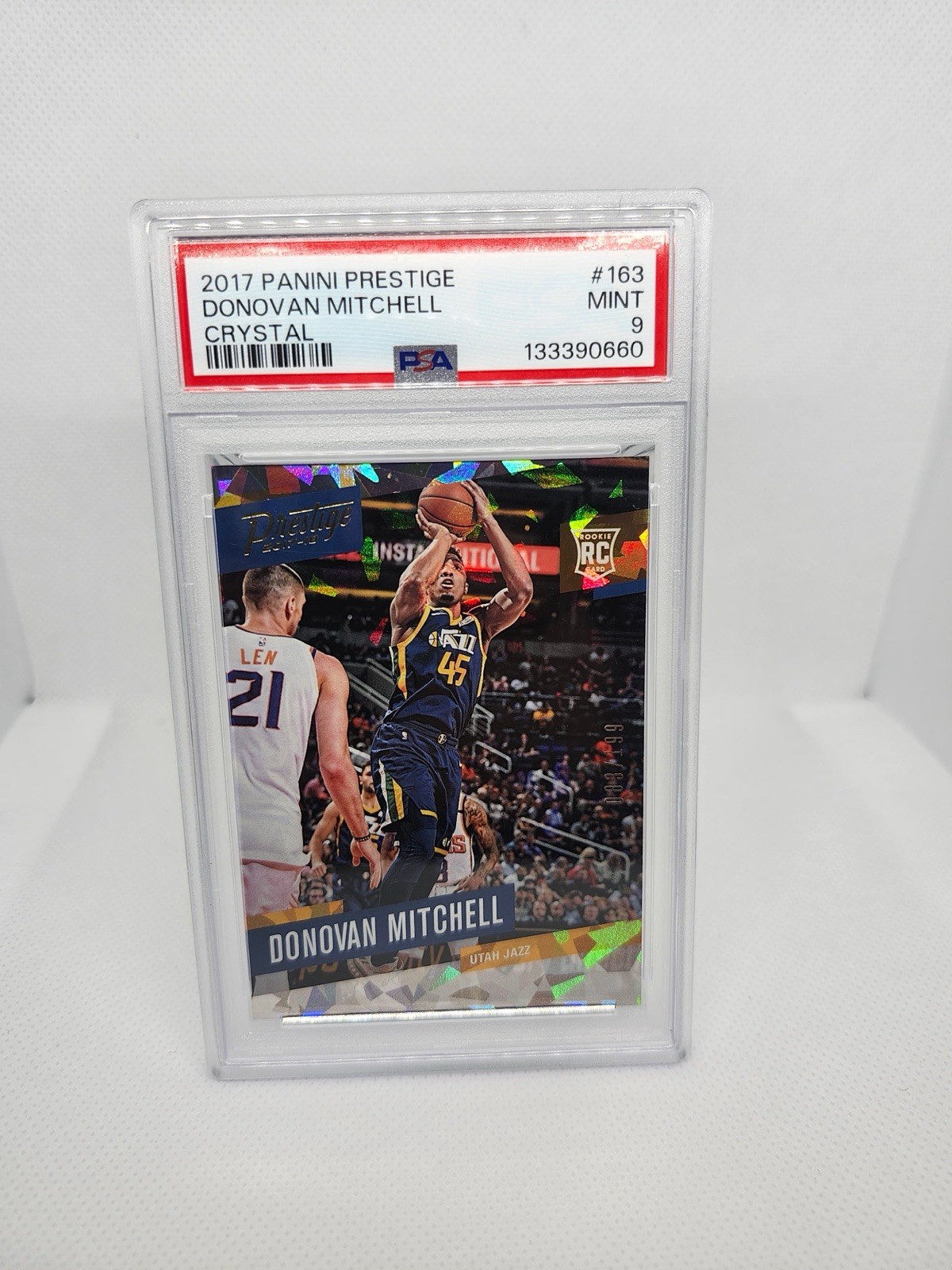2017-18 Panini Prestige Donovan Mitchell 163 Cracked Ice Crystal RC #/199 PSA 9