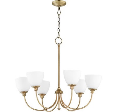 Quorum 6109-6-80 Celeste 28'' 6-Light Chandelier in Aged Brass