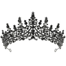 TOBATOBA Black Tiaras - Gothic Crystal Crowns for Women, Queen Crown,