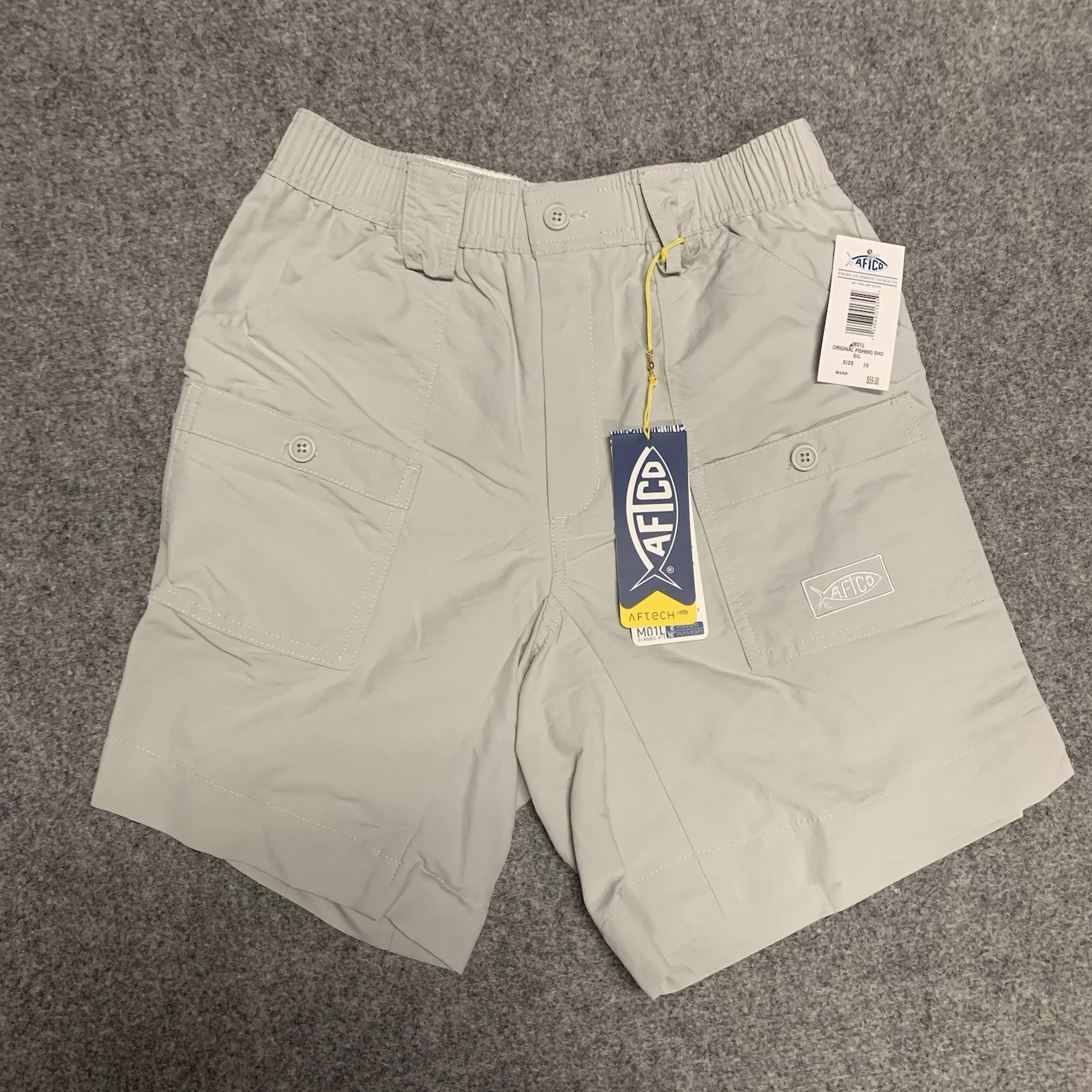 Aftco Original Fishing Shorts Mens 28 Lightweight 8” Inseam UPF 50 Nylon NWT