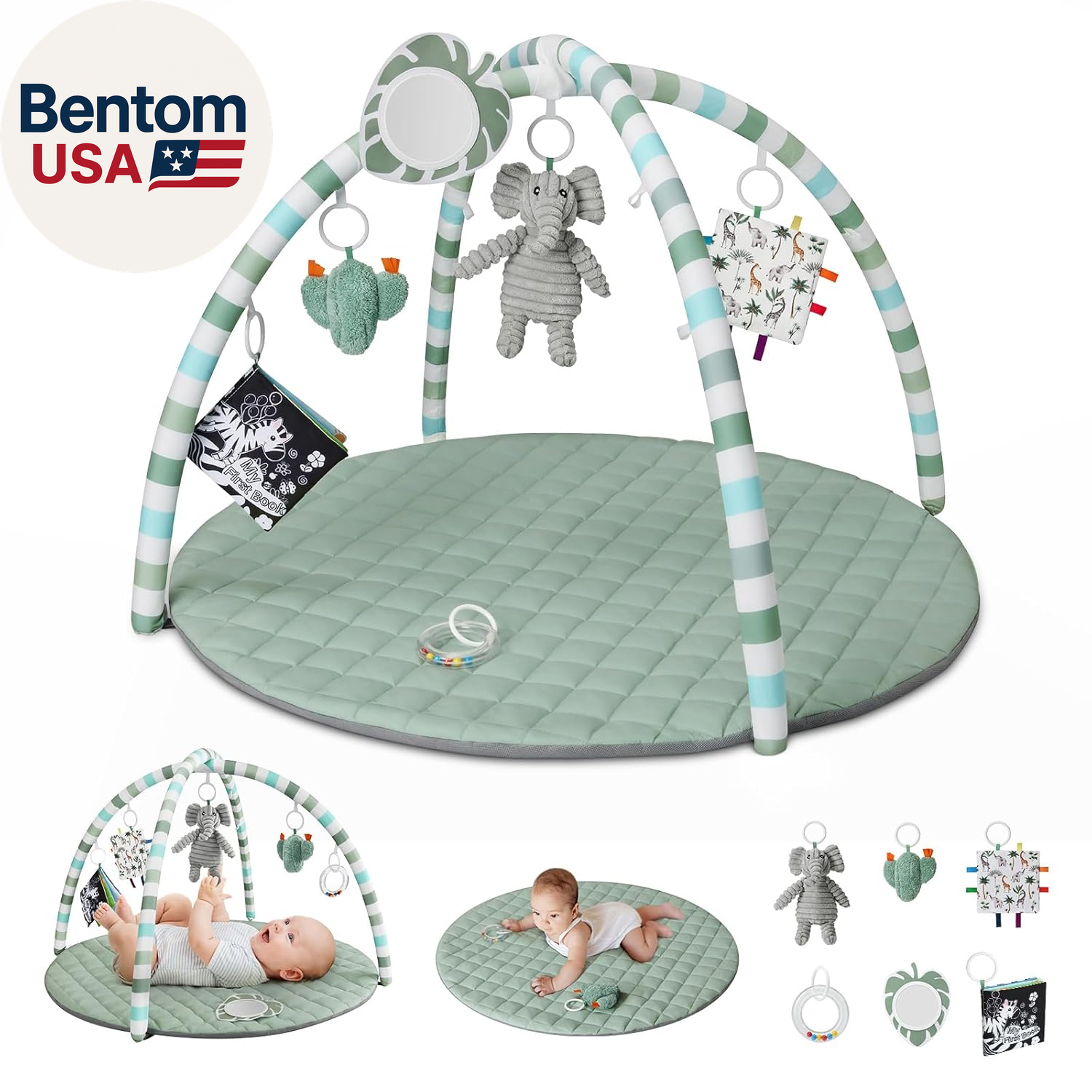 Baby Play Gym Mat with 6 Detachable Toys