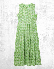 Image of Womens J0ules Cotton Sleeveless Summer Jersey Midi Dress in Green (Size 18)