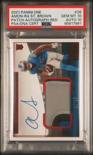 2021 Panini One Rookie Patch Auto Amon-Ra St. Brown #26 Red /25 PSA 10 Auto 10