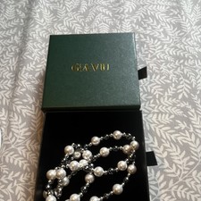 GAVU White Round Pearl Beaded Ball Chain Necklace with Silver-Tone Beads