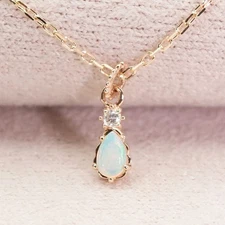 agete opal x diamond drop necklace K10 25 1399S