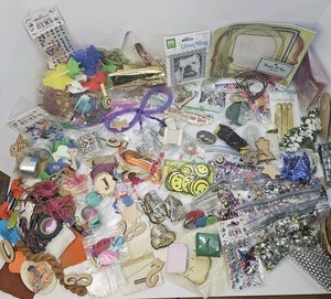 Junk Journaling Lot Craft Supplies Scrapbooking Cardmaking Stickers Yarn Glitter