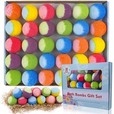 30 Pcs Bath Bomb Gift Set, Natural Organic Mini Bath Bombs, Handmade with Rich F