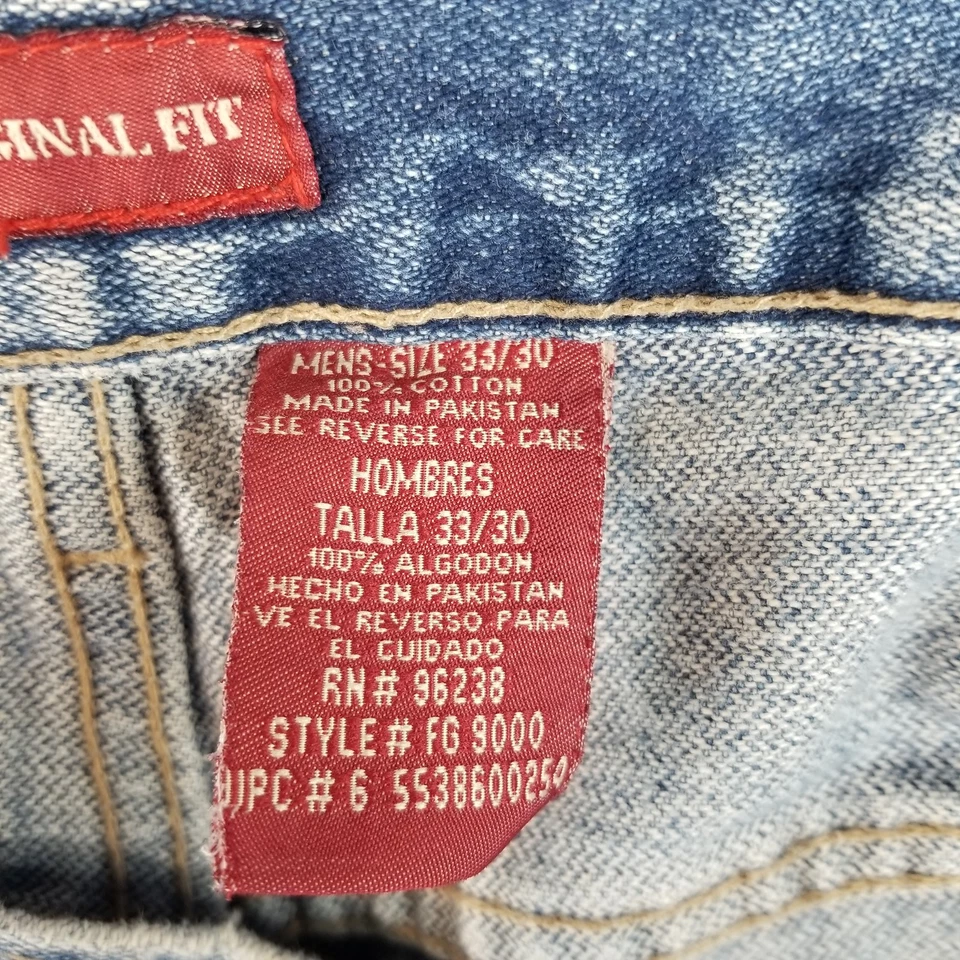 Pantalones de mezclilla para hombre Faded Glory talla 33X30 azul lavado original calce recto de colección algodón Foto 4 de 4