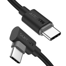 SUNGUY USB C to C Cable 1FT 2Pack , Right Angle 90 Degree 1FT, Black