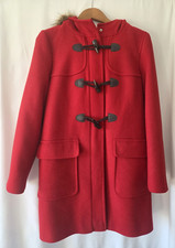M&S Collection Wool Blend Ladies Hooded Duffle Coat Red Size UK 12