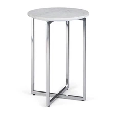18" Farnell Contemporary Wide Metal Accent Side Table with Chrome