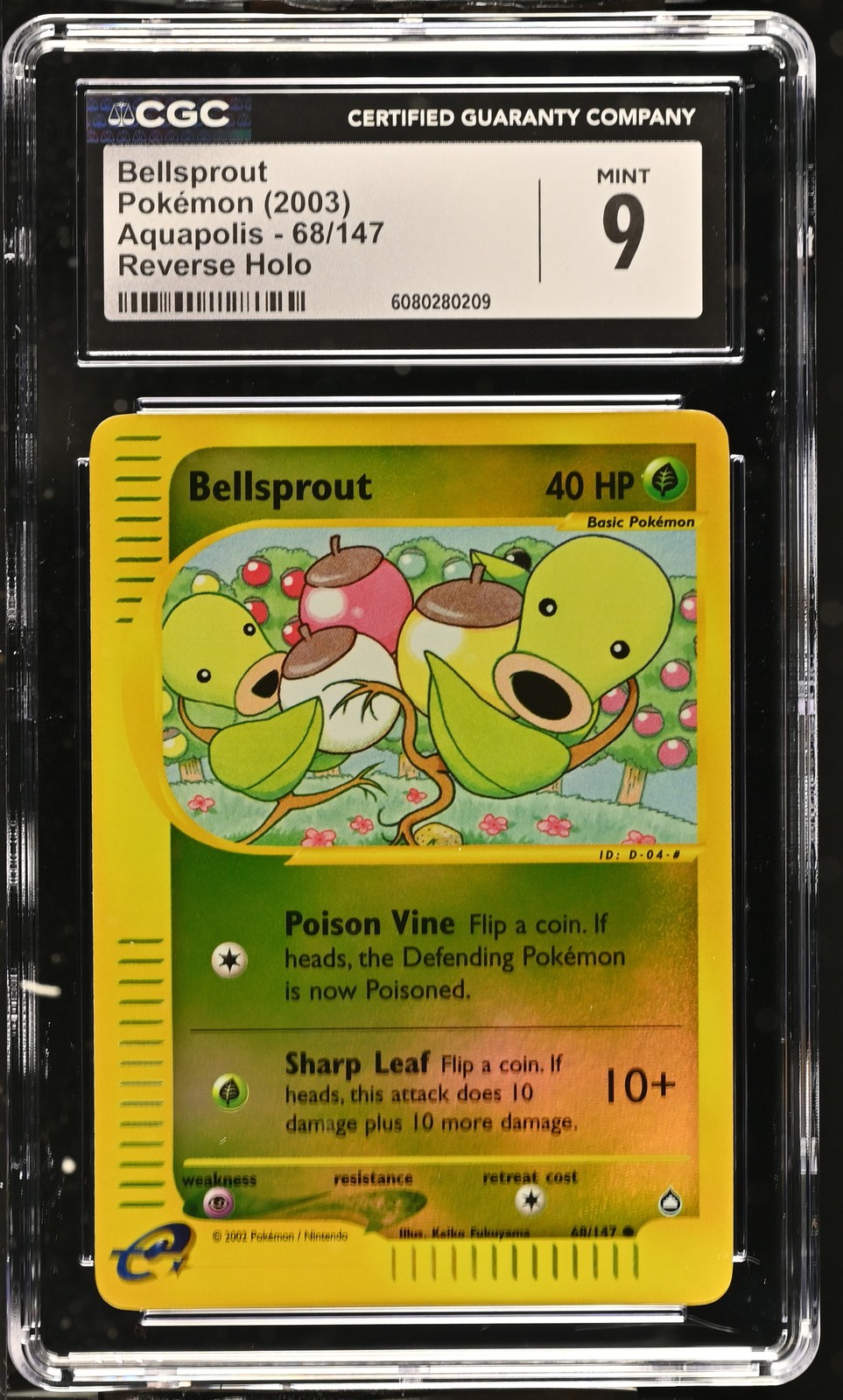 Bellsprout Reverse Holo Aquapolis 68/147 CGC 9