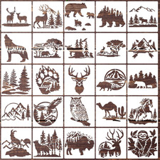 25 Pcs Forest Animal Stencils Wood Burning Stencils Bear Deer Wolf Wildlife