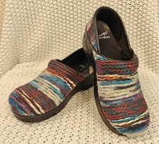 Dansko Women's Multicolor Coated Striped Yarn Professional Nurse Clogs - Sz 36