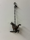 Vintage Brass Hanging Oil Lamp ~ Bird Shaped w/ Peacocks on Chain & Monkey Hook — photo 3