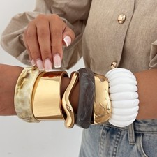 Accessories Light Luxury Geometric Arc Spring Wide Bracelet Women's Ins Simple