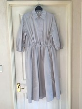 NEW Stone colour collared zip front midi 3/4 sleeve Dress Size S By UNI QLO