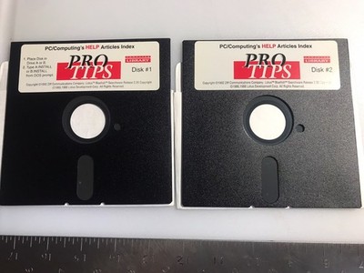 1992 PC Computing's Help Index Pro Tips Ziff Comm. Software 2 Floppy 5.25'' Discs