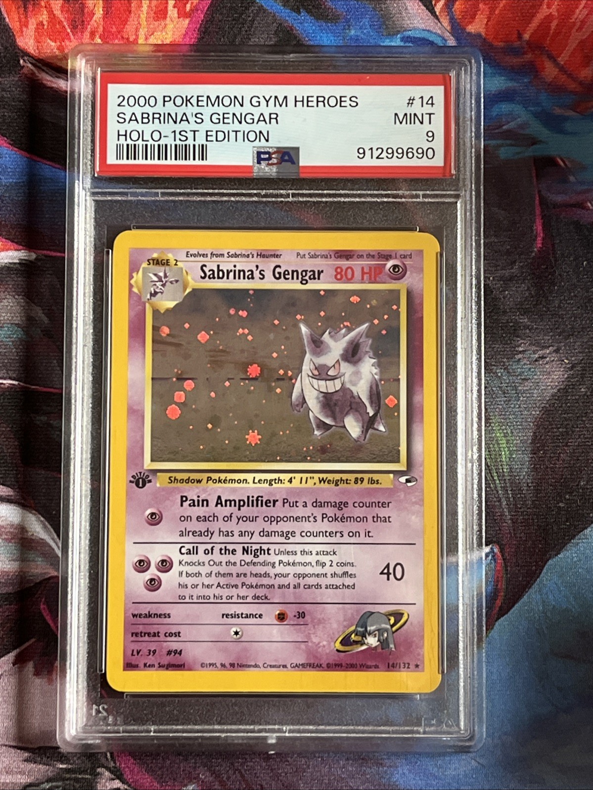 Pokemon Sabrina's Gengar Gym Heroes 1st Edition Holo Rare #14 PSA 9 Mint