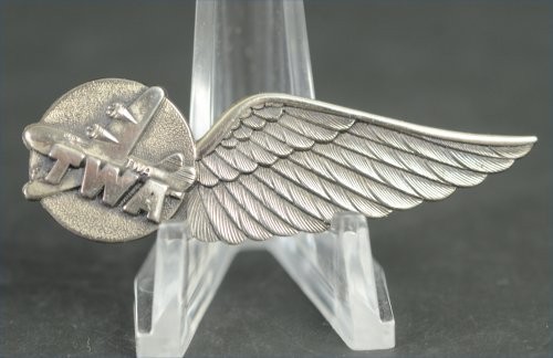 Vintage TWA Sterling Stewardess Wing Pin Airline Badge 2.25" LG Balfour Co