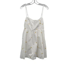 Forever 21 Womens Mini Sundress Embroidered White/Multi Size Large New