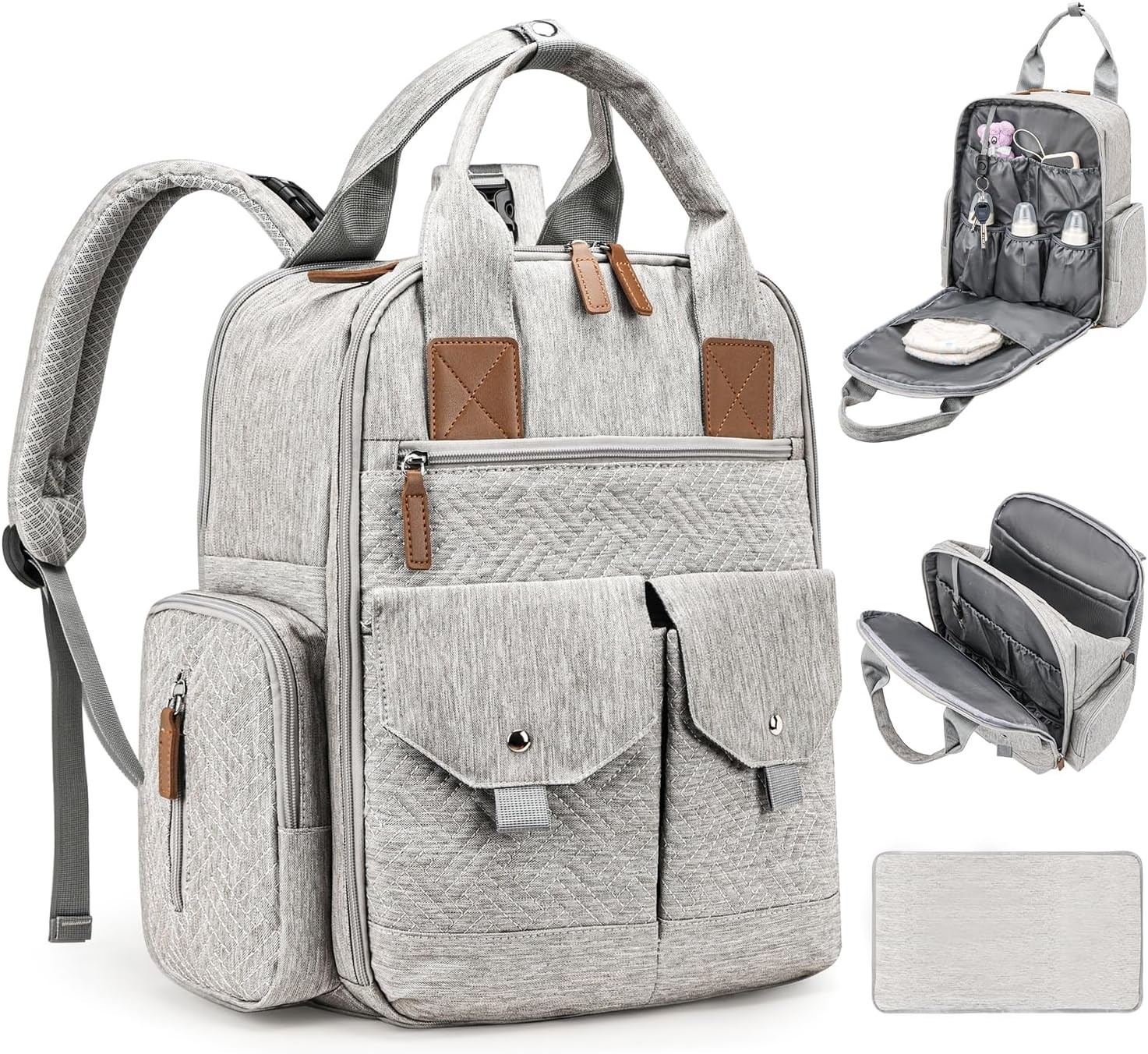 Large Diaper Bag Backpack with Changing Pad Waterproof Travel Baby Bag-image