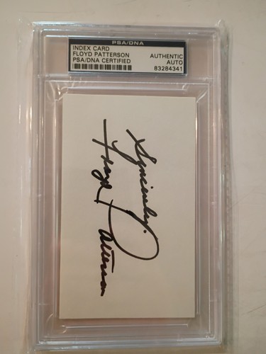 FLOYD PATTERSON Signed Index Card SLAB BOXING Autograph PSA Authentic Auto
