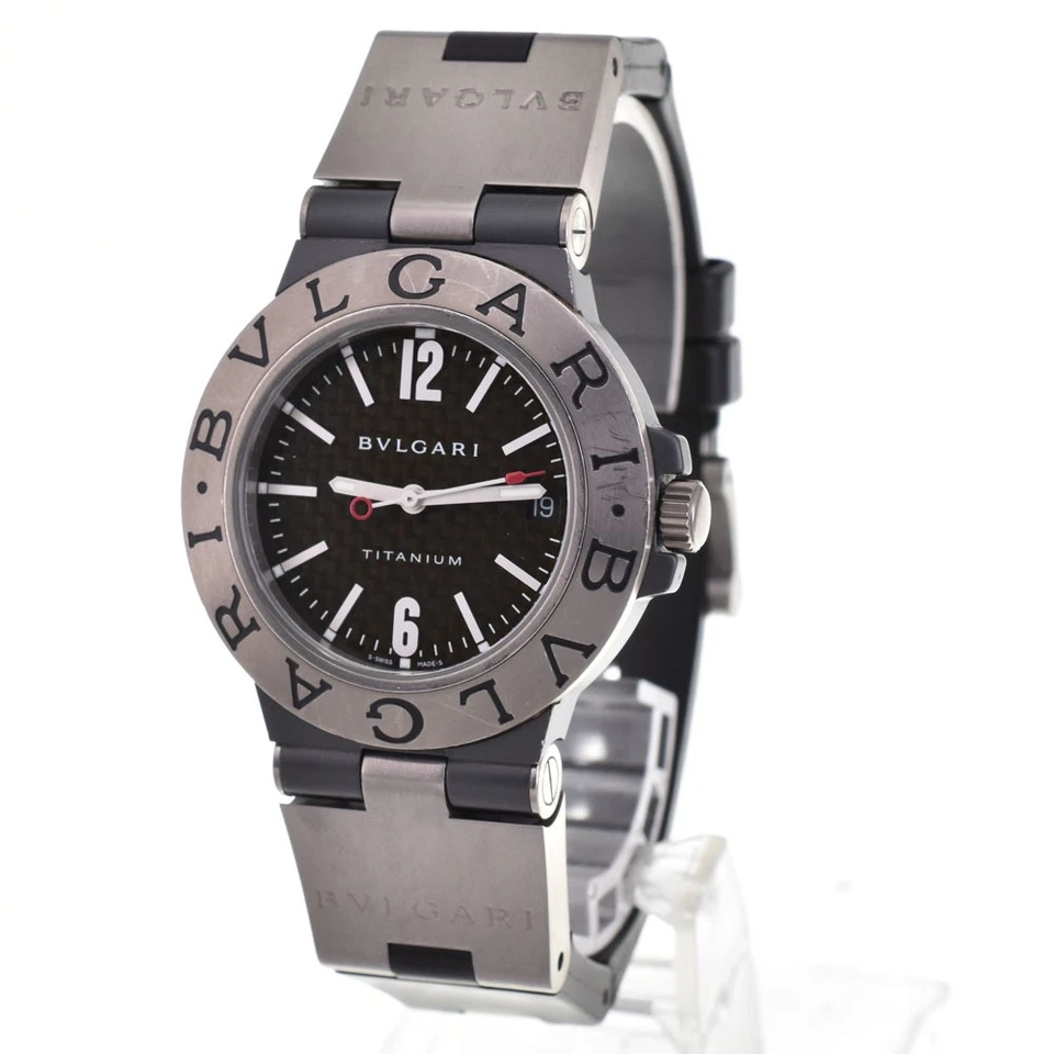 Reloj automático para hombre BVLGARI Diagono TI38TA fecha titanio/caucho A#144052 Foto 2 de 4