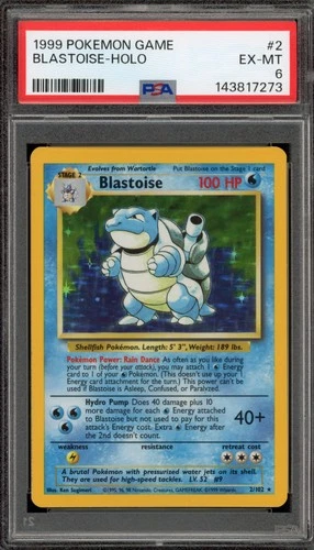 Pokemon Blastoise Base Set Unlimited Holo Rare #2 PSA 6