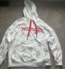 Wrangler Retro Size M Rodeo Star Cowboy Boot Graphic Print Logo Spell Out Hoodie