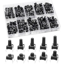 Tactile Push Button Switch Assortment Kit 4 Pin 6x6mm Momentary 200 Pcs