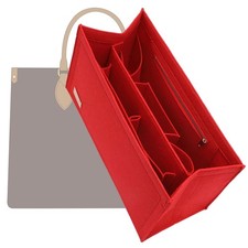 Bag Organizer Insert Tote Handbag Inner Storage Felt Liner Zipper Red XL