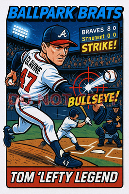 Tom Glavine as '' Lefty Legend ''  - BALLPARK BRATS Parody Art Card