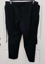 Nine West Black Cropped Dress Pants w Side Ties Straight Leg Front Slit Size  XL