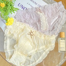 Ruffle Trim Panties Mid Rise Soft Breathable Comfortable Women's 3 Pcs