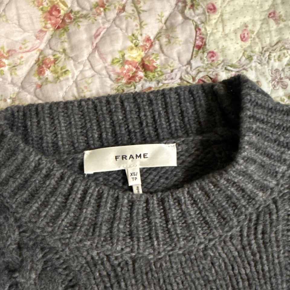 Suéter corto tejido con cable de lana y cachemir NUEVO MARCO en gris - talla L #S236 Foto 4 de 4