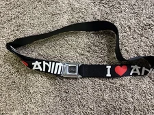 Buckle Down Belt “ I Love Anime “ With FORD Seatbelt Adjustable Up To  44” Long