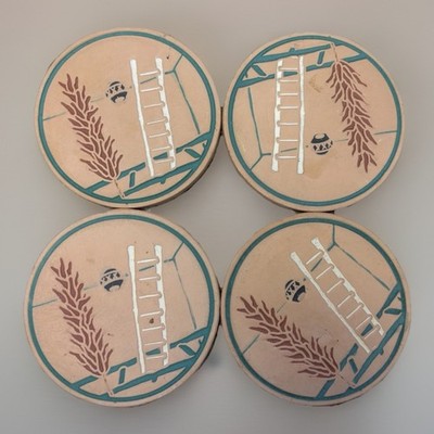 Southwestern Round Terracotta Arizona Scene Drink Coasters Cork Backed-4